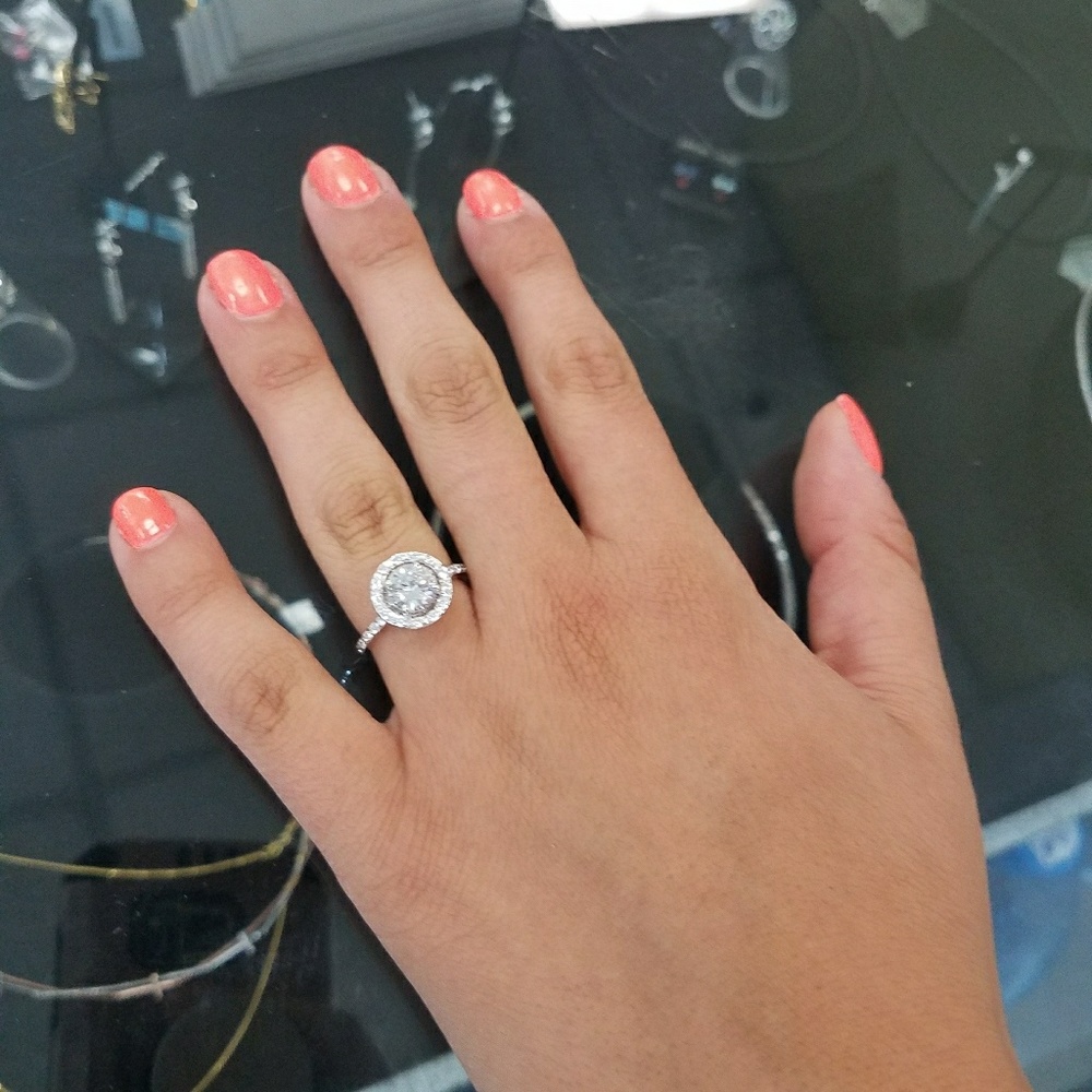 14k white gold plated Engagement Ring sizes 5 6 7 8 9 10 - Picture 8 of 8